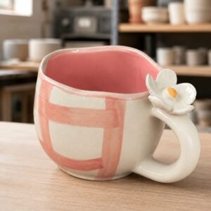 Flower On handle Checkered Pink
