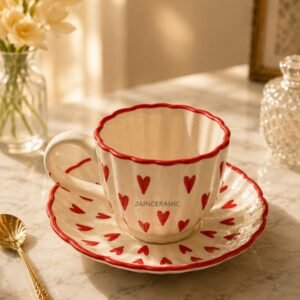 Cup Saucer Red Heart