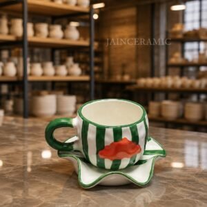 Green Orange Cup Saucer