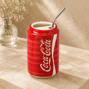 Coca-Cola Can-Shaped Ceramic Tumbler with Straw