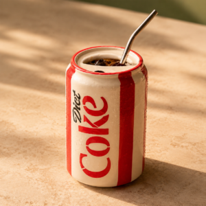 Diet Coke Can-Shaped Ceramic Sipper with Straw