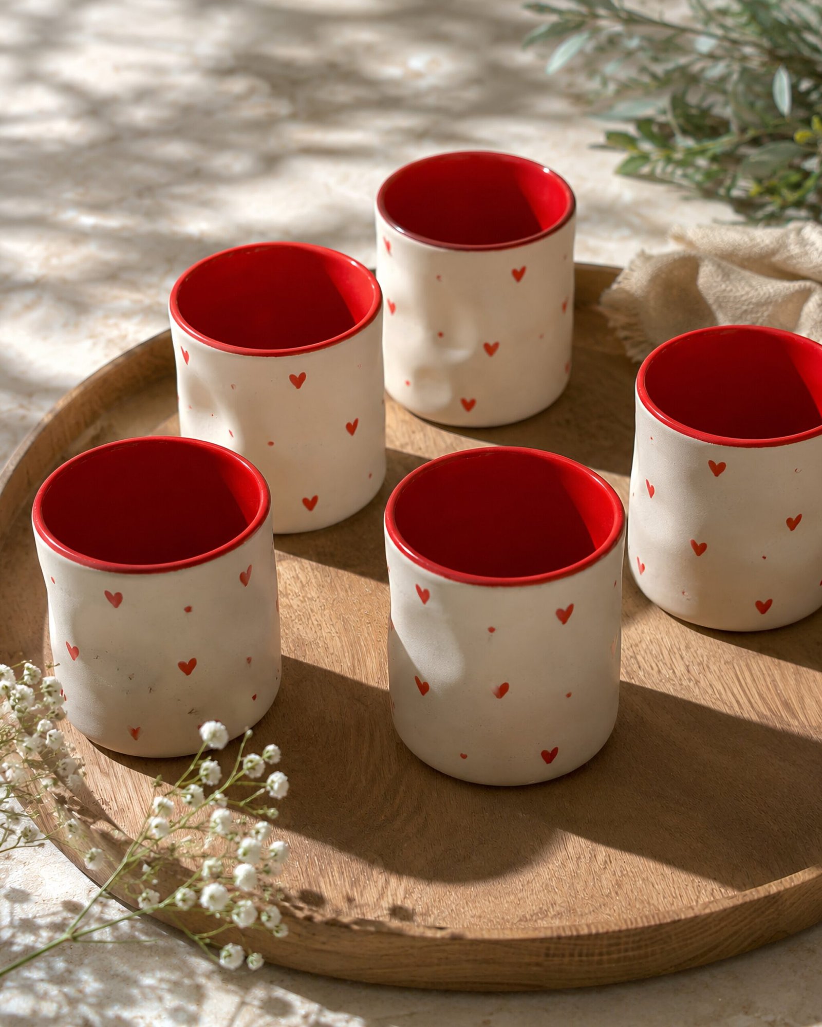 Red Heart Ceramic Tumbler – Handleless Coffee & Tea Cup - Image 3