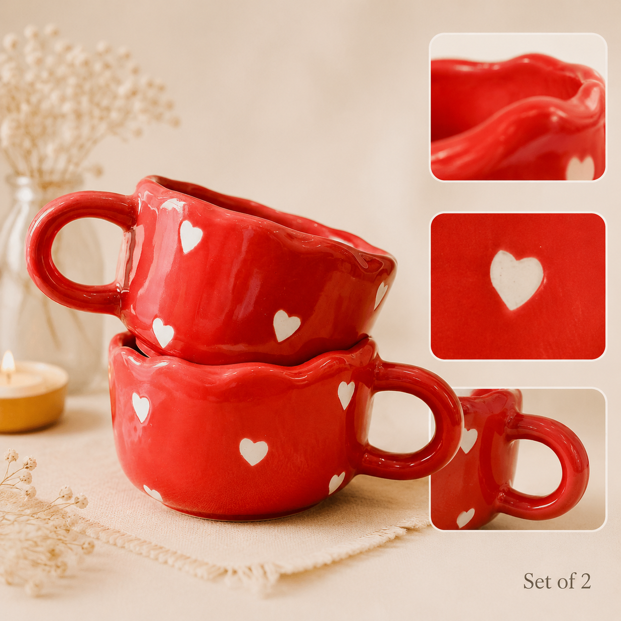 Red Heart Ceramic Coffee Mug - Image 3