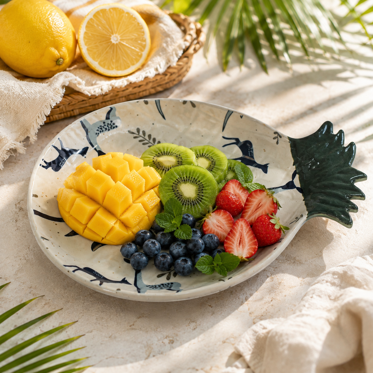 Tropical Pineapple-Shaped Ceramic Serving Platter - Image 3