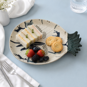 Tropical Pineapple-Shaped Ceramic Serving Platter