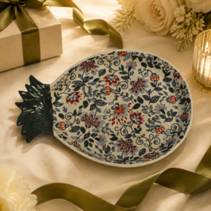 Floral Pineapple-Shaped Ceramic Serving Platter