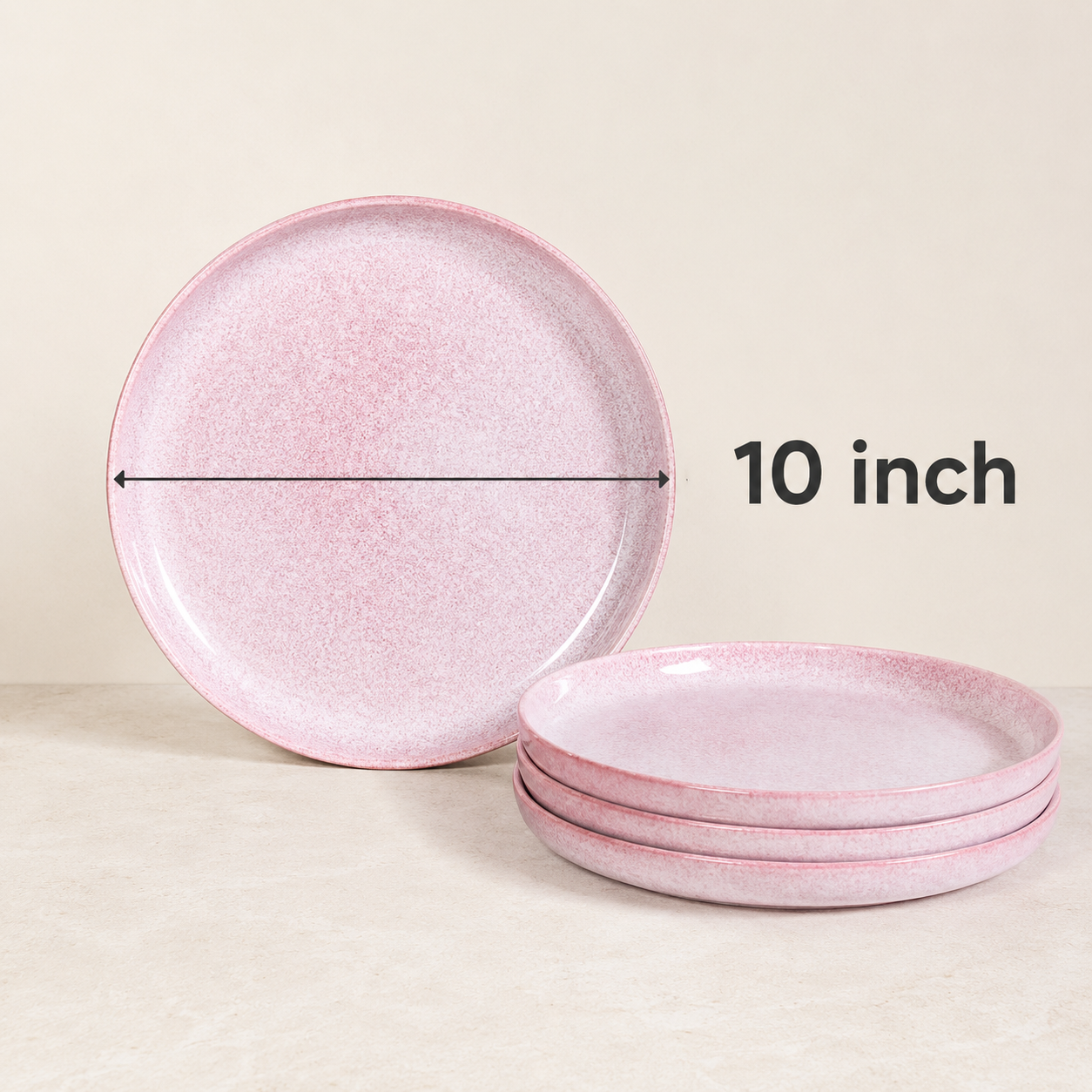 Blush Pink Speckled Ceramic Dinner Plates – Set of 6, 10 Inch - Image 5