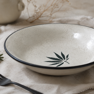 Minimal Leaf Print Ceramic Pasta Plate