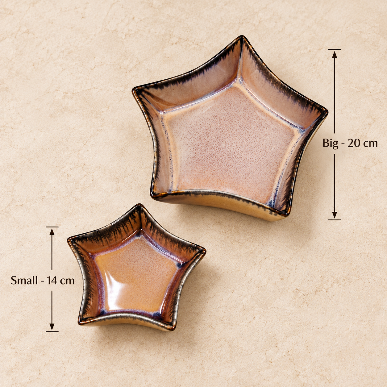 Star Shaped Ceramic Serving Platters – Reactive Glaze Snack & Dessert Platter - Image 6