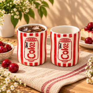 Diet Coke Inspired Ceramic Glass – Red & White Soda Cup