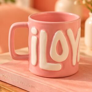 Embossed “I Love You” Ceramic Mug