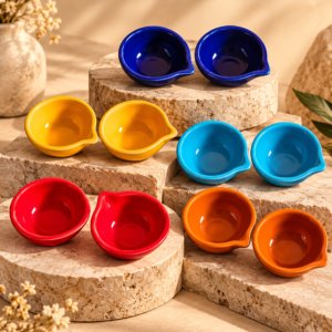 Vibrant Teardrop Ceramic Diya