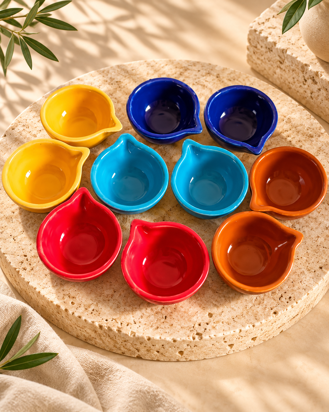 Vibrant Teardrop Ceramic Diya - Image 3